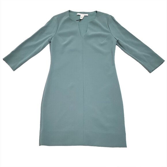 DIANE VON FURSTENBERG Womens Aurora Mini Dress 10 Moss Green 3/4 Sleeve - Picture 3 of 11